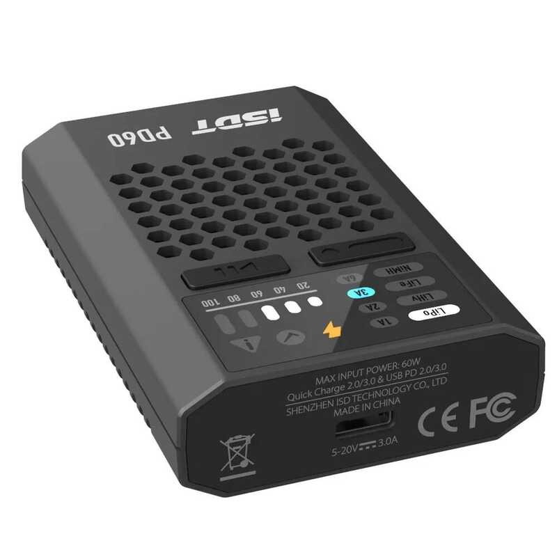 ชาร์จแบตเตอรี่ ✠ ISDT URUAV Pd60 60W 6A แบบ Type-C สำหรับแบตเตอรี่ Lipo 1-4S โดรน RC ควอดคอปเตอ