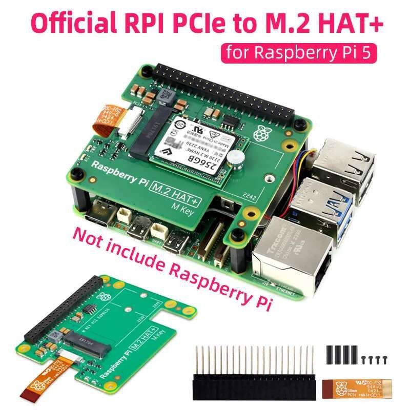 VN อย่างเป็นทางการ Raspberry Pi 5 M.2 หมวก + Gen2 Gen3 NVME M.2 SSD 2230/2242 ขนาด M คีย์ PCI Expres