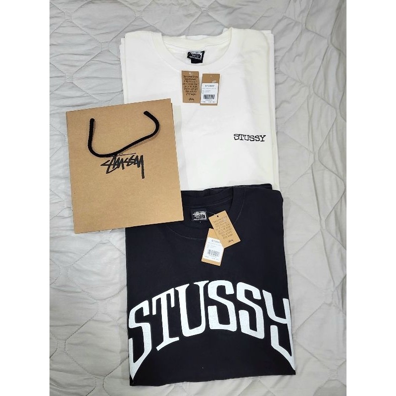 ♞,♘เสื้อ Stussy Jumbo Pig Dyed Tee สีขาว Size L ป้ายห้อย แท้ มีบิล ถุงกระดาษ shop Amrica Mura  RDH