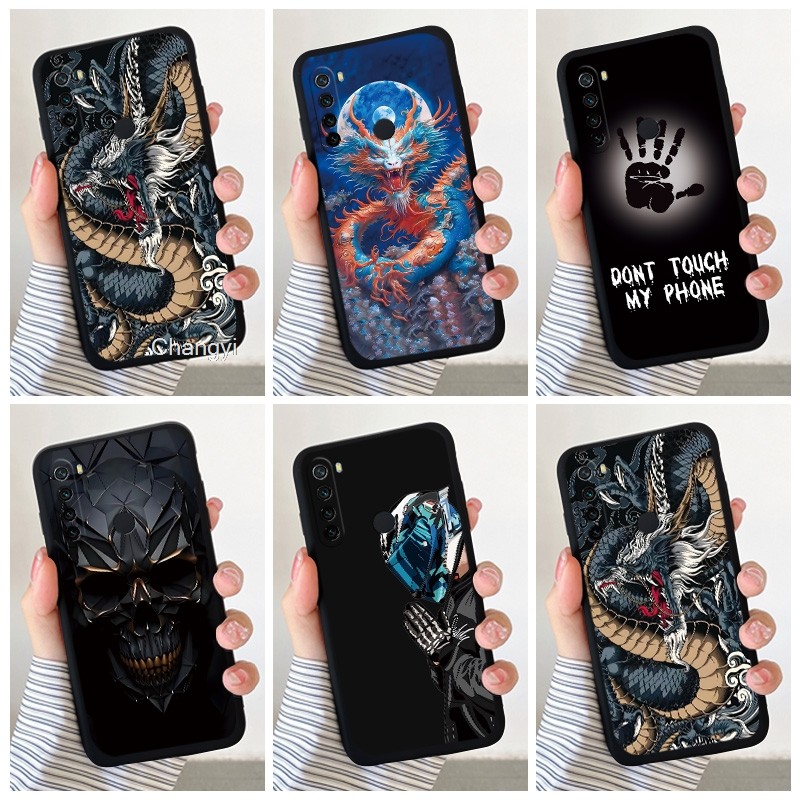 ใหม่แฟชั่น Dragon Spider สไตล์รูปแบบเคสโทรศัพท์ Redmi หมายเหตุ 8 2019 M1908C3JH สีดําซิลิโคน Soft Ca