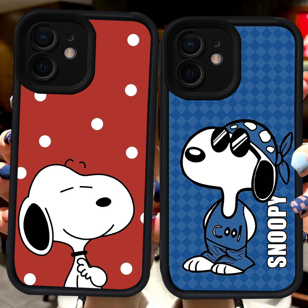 เคสสีดําสําหรับ iPhone 11 XR 12 Mini XS 15 X Pro Max H87 Snoopy