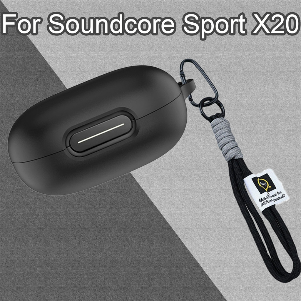 สําหรับ Anker Soundcore Sport X20 หูฟังไร้สายเคสซิลิโคนฝาครอบป้องกันพร้อมสายรัดข้อมือ Lanyard