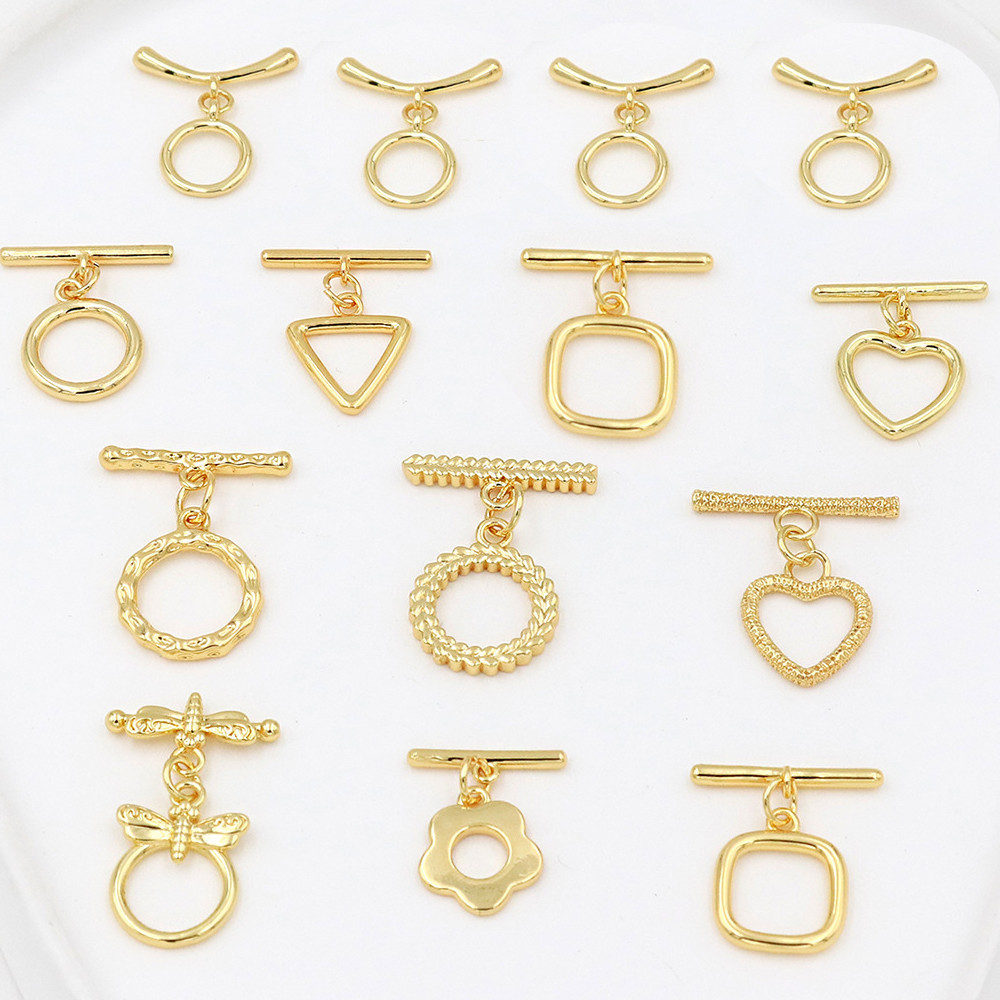 2 คู่ 18K ทองเหลืองทองสลับ Claspsps Hook แหวนปิด OT End Connectors สําหรับ DIY สร้อยคอสร้อยข้อมือผลก