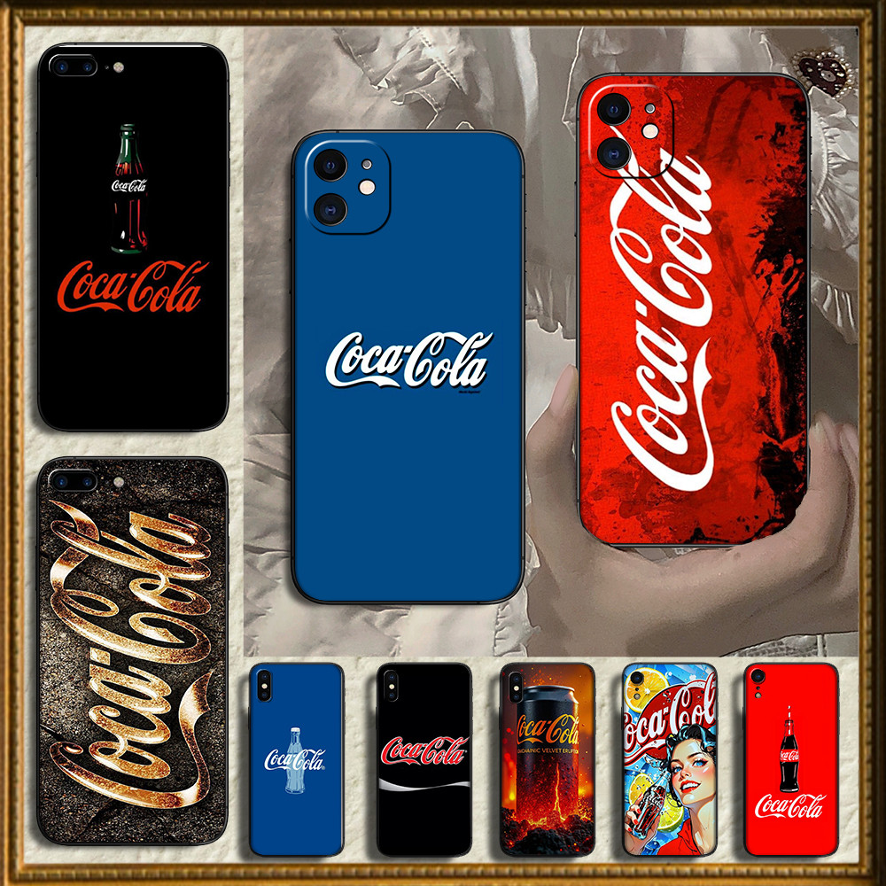เคสTPUสีดํานุ่มสําหรับVivo V5 V7 Plus V9 V11i V11 V15 Pro 6A coca Colaโลโก้ปลอก
