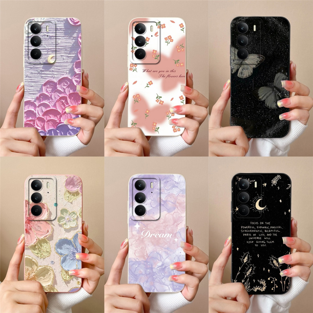 สําหรับRealme C75 C75X 4G 5Gปลอกแฟชั่นดอกไม้ซิลิโคนป้องกันปกหลังสําหรับRealmeC75 C 75X Capaกันชน
