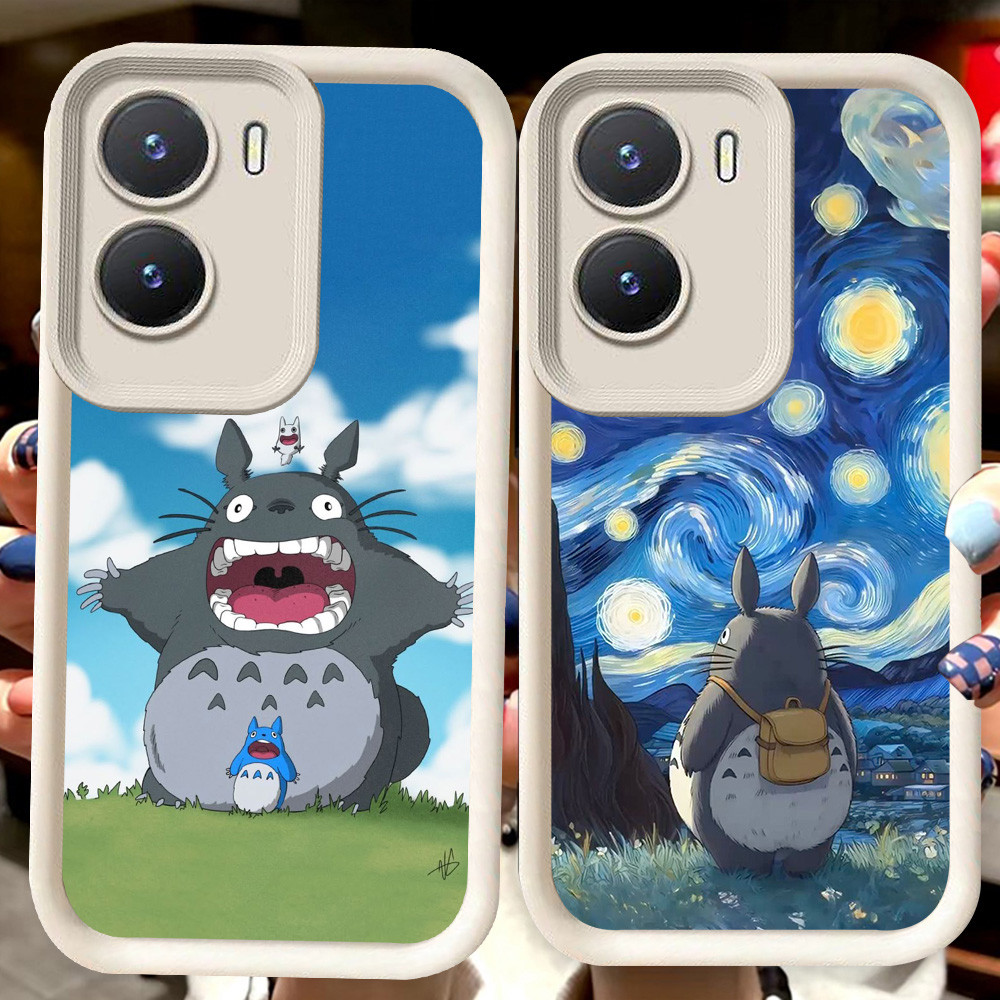 H63 Totoro ปลอกสีขาวสําหรับ VIVO Y35 Y75 Y01 Y55 Y22 iQOO 13 Z10 T4 Z9X Y15s Y22s Y56 Y15a Z9 Y16 5G