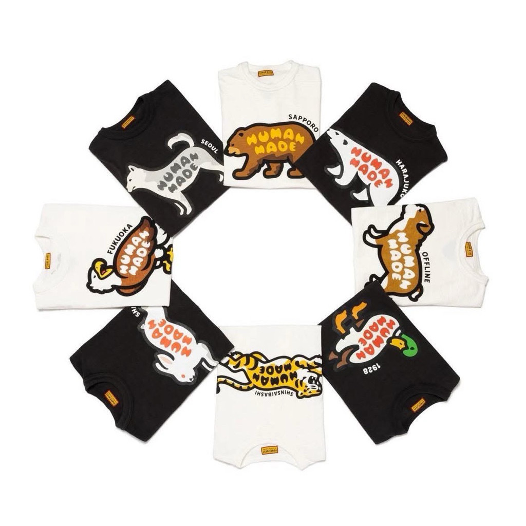 ♞,♘,♙พร้อมส่ง ของแท้ เสื้อ HUMAN MADE   ANIMAL Tees  JHG