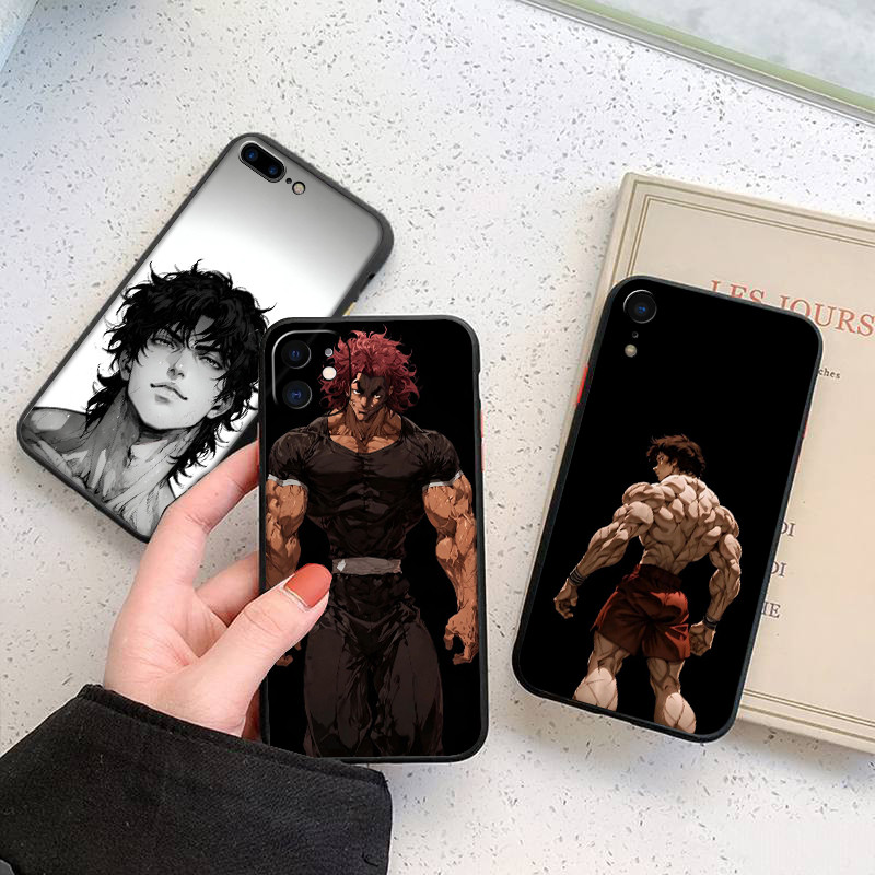 เคสโทรศัพท์สีดําแบบนุ่มสําหรับ iPhone 5 6S SE X XS Max XR 6 7 8 Plus 22EF อะนิเมะ baki hanma ฝาครอบ