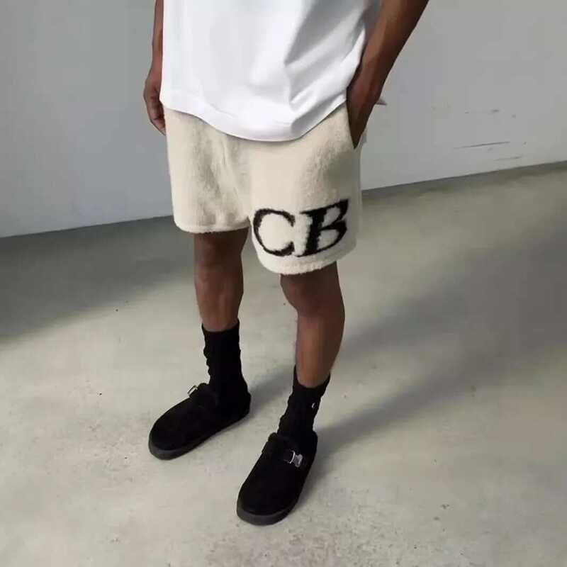 ▥ Cole Buxton CB Minimalist Letter โลโก้ Jacquard เส้นด้าย Drawstring Casual Knit กางเกงอินเทรน