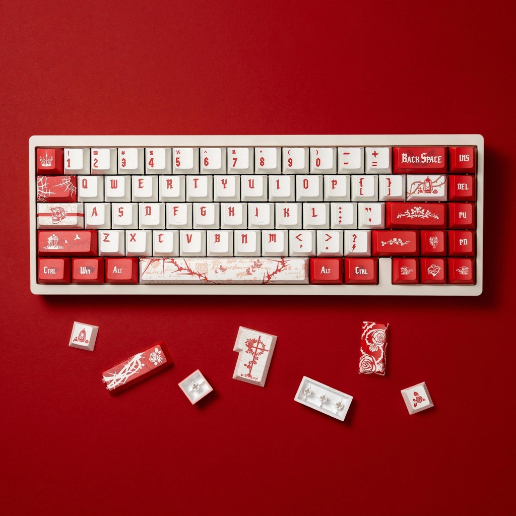 Thorn Rose Keycap Original PBT ห้าจุดความร้อนระเหิดคีย์บอร์ด Keycap เพลาแม่เหล็ก Keycap เหมาะสําหรับ