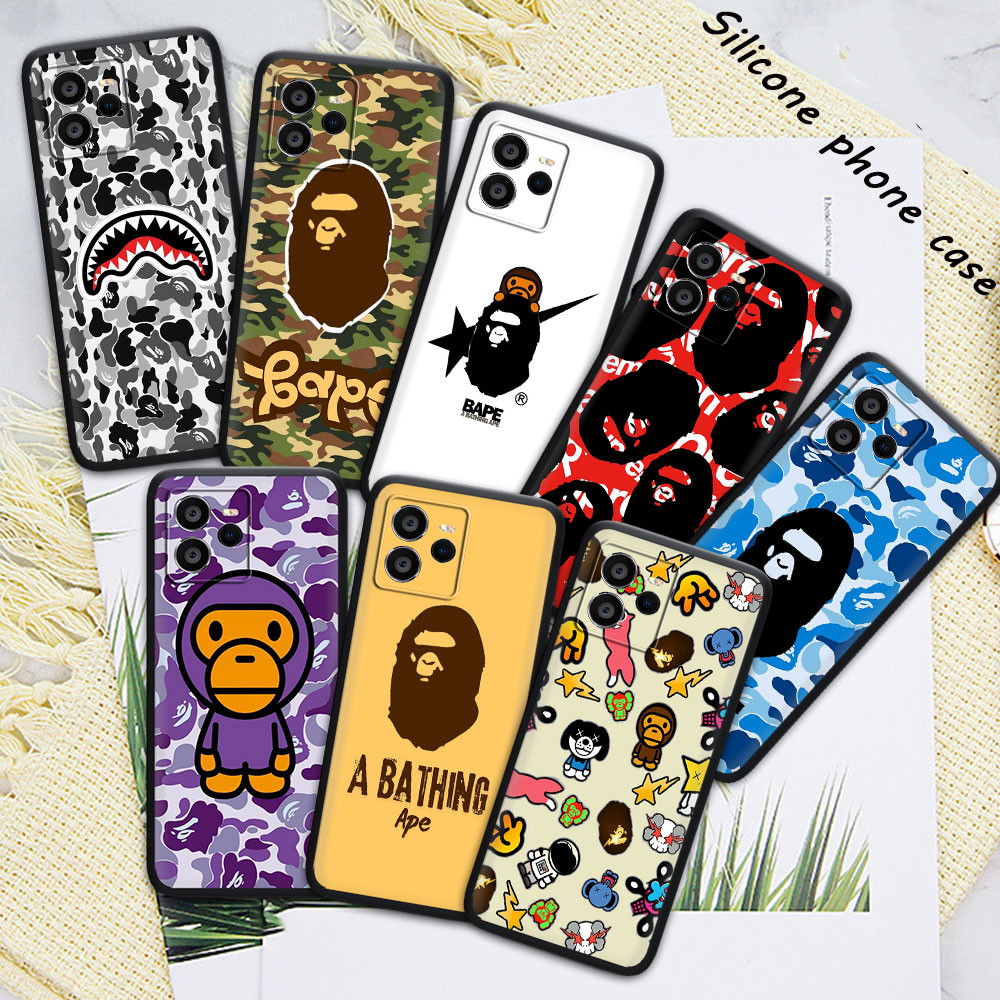 A BATHING APE ป้องกันเต็ม OPPO Reno 8T 5G 7z 8z 2 2Z 2F 3 4 4Pro 4G 652S A อาบน้ํา Ape ซิลิโคนอ่อนนุ