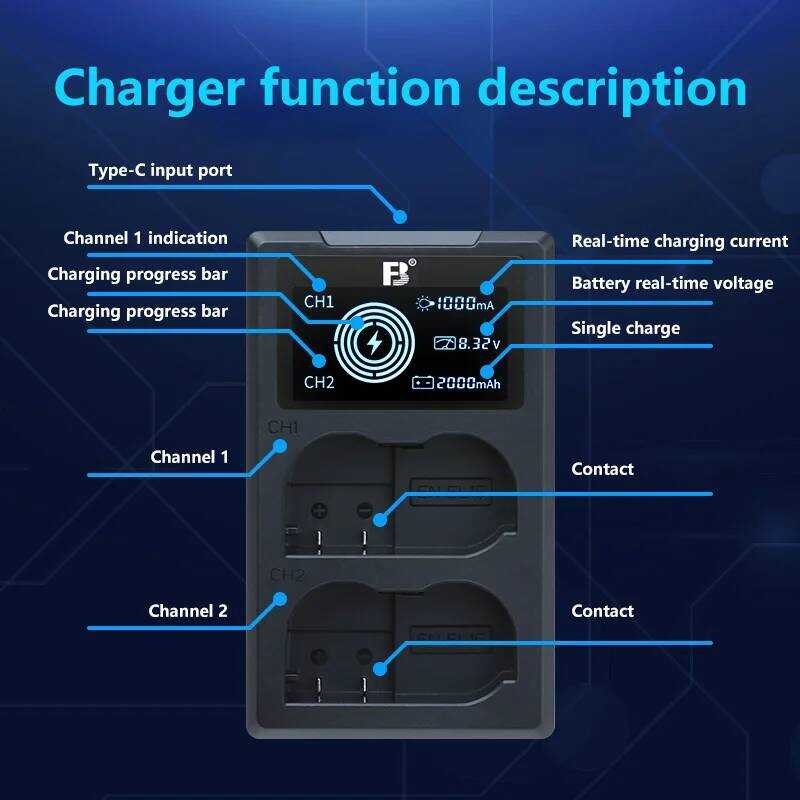 ▥ FB En-El15c El15 แบตเตอรี่กล้อง Dual Slot LCD Charger สําหรับ Nikon Z8 Z7ii Z6ii Z7 Z6 Z5 Zf
