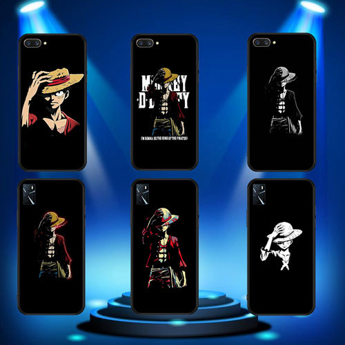 นุ่มสีดํา OPPO A74 F19 Pro Plus R9 F1 R9S A16 A16S A3X A40 A60 A80 A3pro ลิง D Luffy2 เคสโทรศัพท์