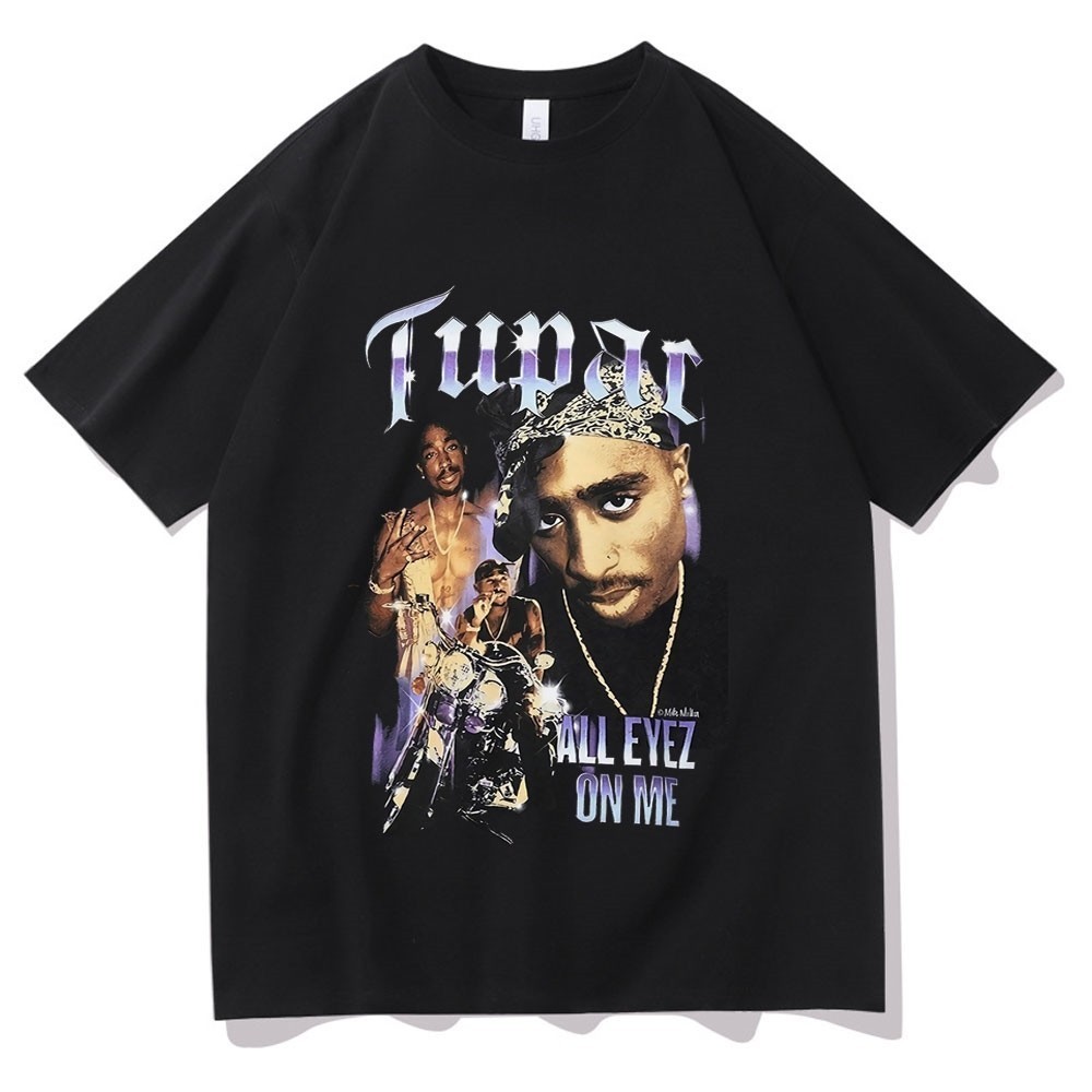 ♞【COD】Rapper Tupac 2PAC Graphic Print T-shirts Y2K Hip Hop Men T Shirt StreetwearTops Unisex Haraju