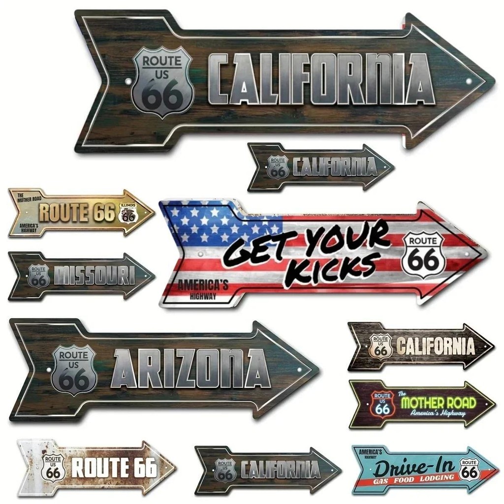 Celestineor Wall Art Vintage Route 66 Texas Metal Arrow Sign - Novelty Wall Decor for Home, Kitchen,