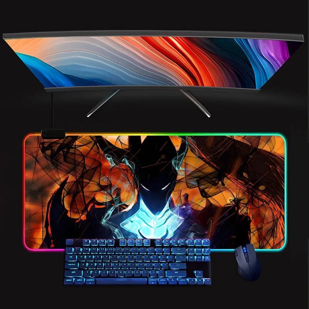 การ์ตูนสุดฮอต Solo Levelings อะนิเมะ RGB Pc Gamer คีย์บอร์ดแผ่นรองเมาส์ Mousepad LED เรืองแสงแผ่นรองเม้าส์ยางคอมพิวเตอร์สําหรับเล่นเกม Mausepad ราคา ถูกที่สุด ดีลบีเคเค แกลเลอรีภาพที่ 5