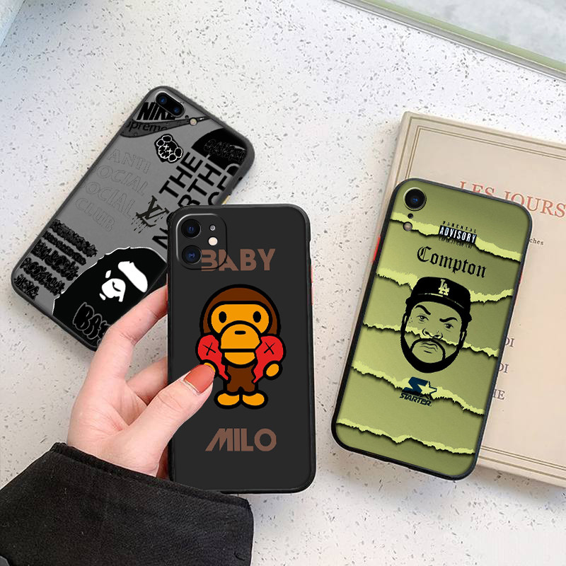 เคสโทรศัพท์สีดําแบบนุ่มสําหรับ iPhone 5 6S SE X XS Max XR 6 7 8 Plus 25EF bape Cover
