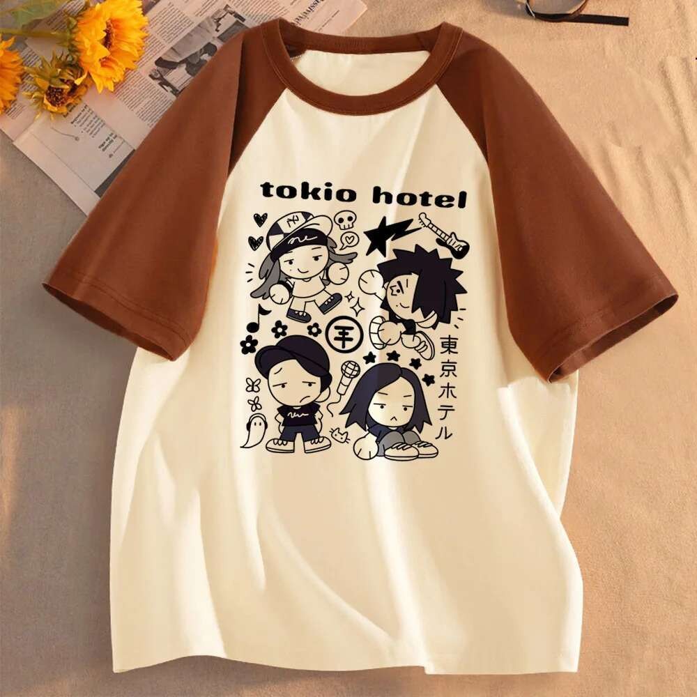 Tokio Hotel t เสื้อวัยรุ่น Y2k อินเทรนด์สบาย Punk เสื้อสีสันอินเทรนด์ University Pastel Punk 80s Y2k