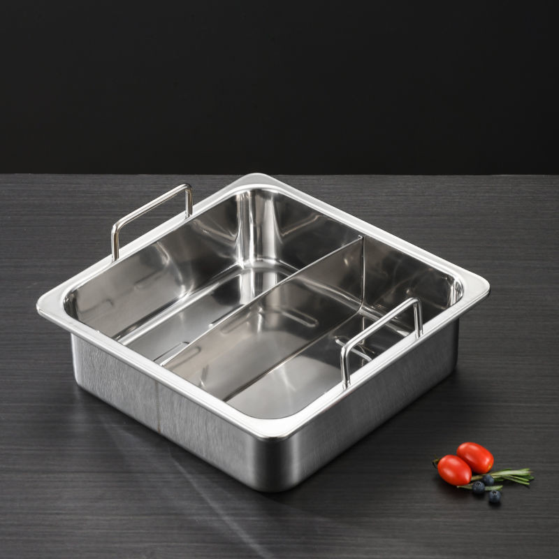 Sifang Hot Pot Basin Multi-Grid เชิงพาณิชย์สแตนเลสอ่างอ่างความหนาพิเศษหม้อสองหม้อหม้อเนื้อหม้อ Haid