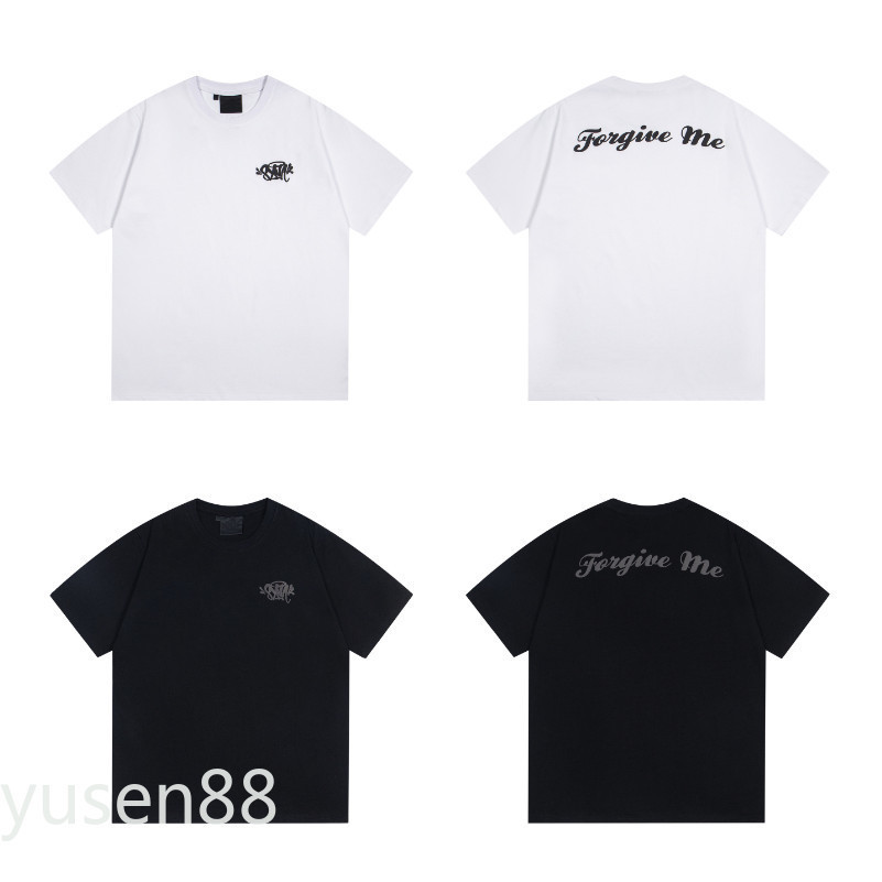 ♞,♘ขายร้อน Syna World Simple Front and Back Letter พิมพ์ผ้าฝ้ายแท้หลวมเสื้อยืดแขนสั้น 2025