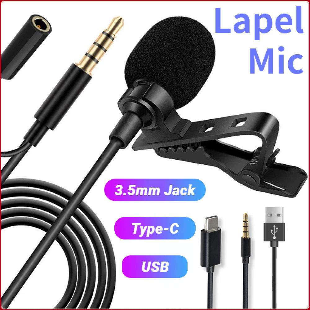 คลิปไมโครโฟนสําหรับโทรศัพท์ Android, โทรศัพท์มือถือ, Mi, OPPO, PC, แล็ปท็อป, กล้อง DSLR, ไมโครโฟนหูฟ