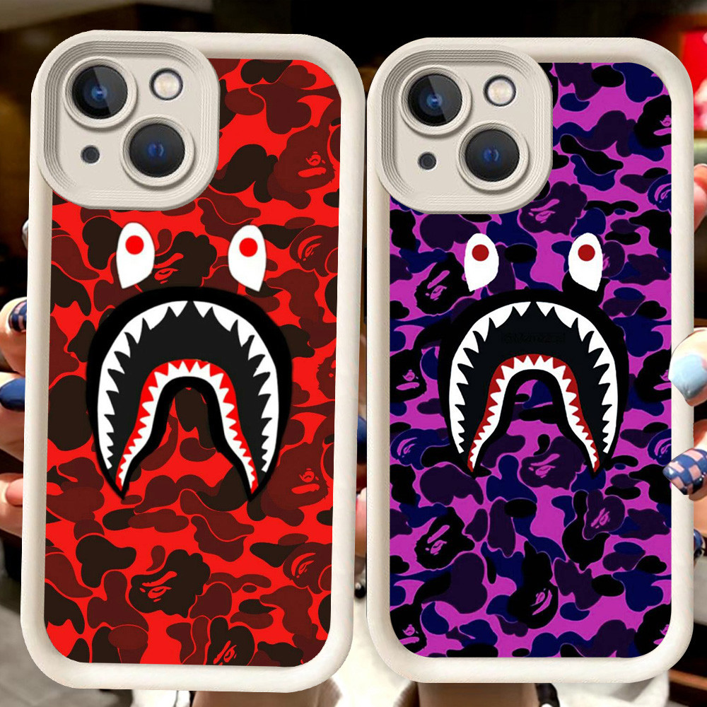 H118 Bape Shark ปลอกสีขาวสําหรับ iPhone 6 7 6s 8 Plus 13 14 Pro Max