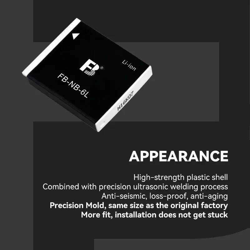 ▥ FB ชุดชาร์จแบตเตอรี่ Nb-6L สำหรับ Canon S120 S95 Sx275hs HS Sx710hs Sx600hs Sx500is Sx170hs S