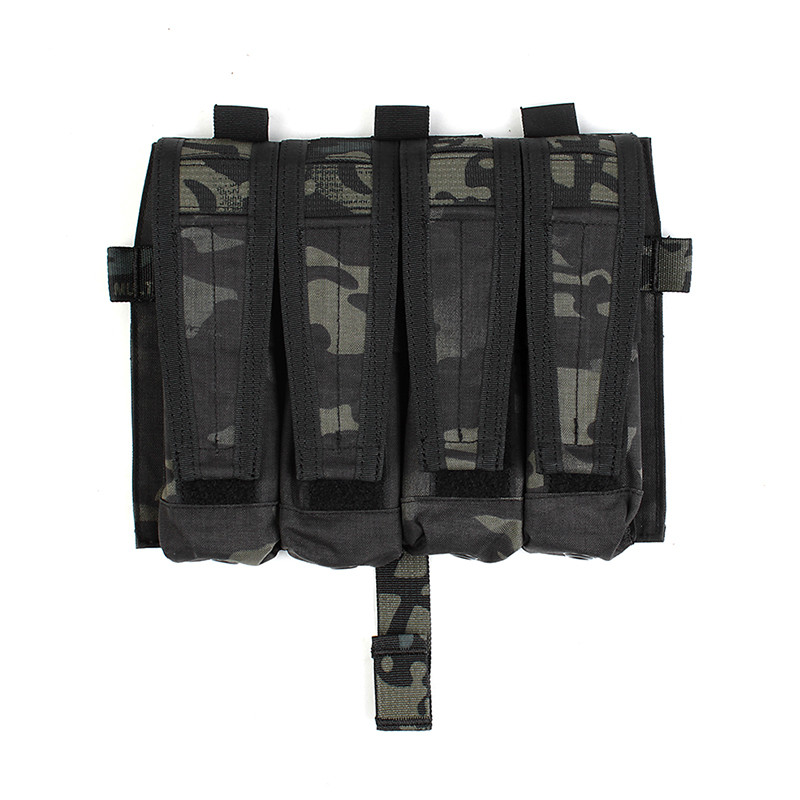 [หุ้นล่าสุด] PEW Tactical Quad Mag Pouch AVS Flap Clip SMG 9MM .45 แผงด้านหน้าที่ถอดออกได้ JPC2.0 Ta