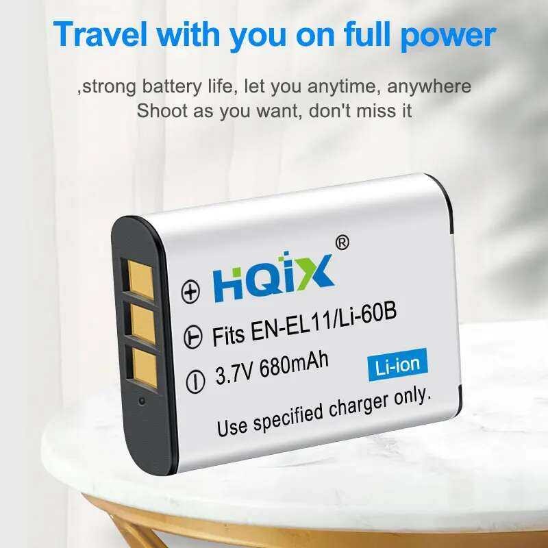 ▥ HQIX สำหรับ Nikon Coolpix S01 S02 S550 S560กล้อง En-El11 Charger แบตเตอรี่