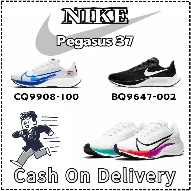 ♞【NIKE OFFICIAL STORE】Nike Zoom Pegasus 37 เบาะลมรองเท้าวิ่งน้ำหนักเบา white BQ9646-103 GFD