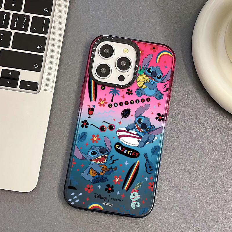 น่ารักการ์ตูน Lilo & Stitch Surfer รูปแบบ Series โทรศัพท์ Gradient Clear เคสโทรศัพท์สําหรับ IPhone 11 12 13 14 15 16 Pro Max ฝาครอบซิลิโคนนุ่มกันชนกันกระแทก