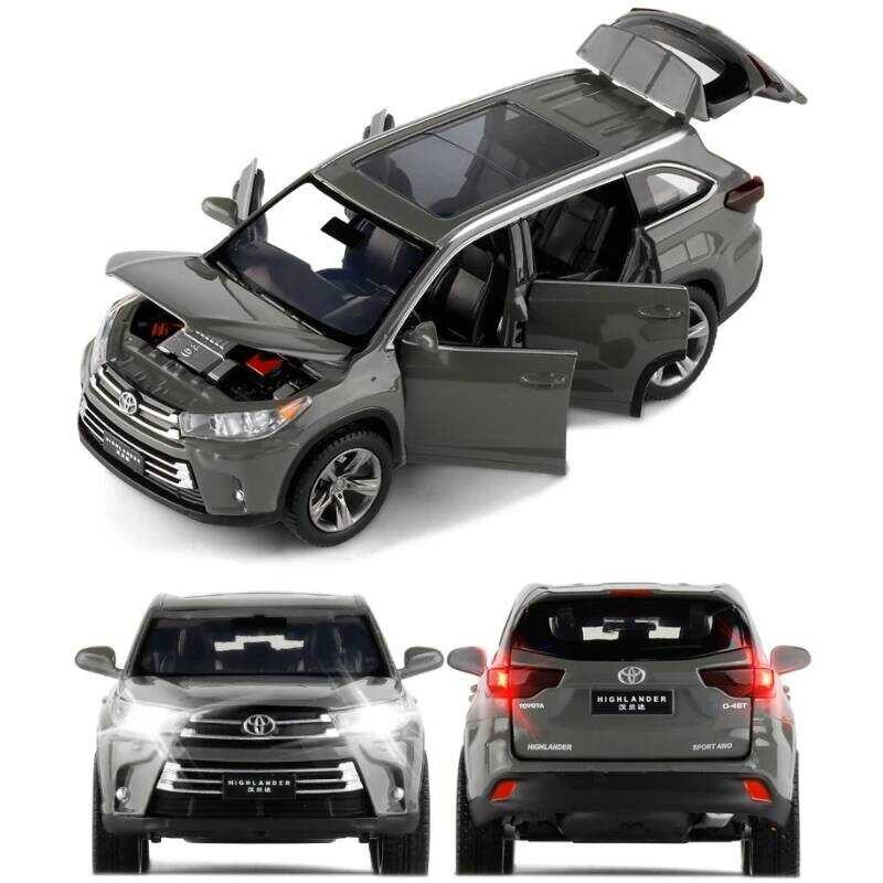 1/32 ☢ รถของเล่น Toyota Highlander SUV สปอร์ต โมเดลโลหะผสม Diecast ขนาดเล็ก JKM เสียงและแสง ☢