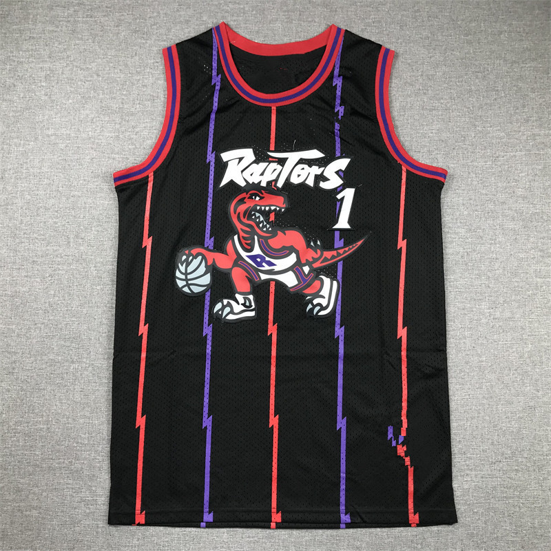 เสื้อบาสเก็ตบอล Tracy McGrady สีดําลายมังกรย้อนยุคหมายเลข 15 "Carter" "McGrady" และ "Carter" พิมพ์ลา