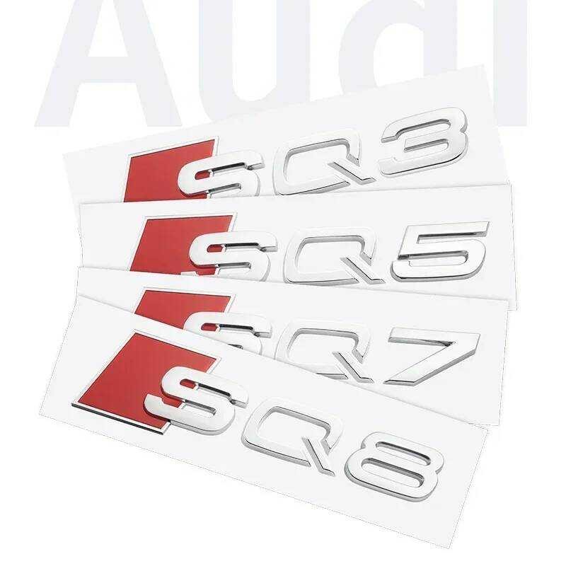 ▥ 3D ABS กาวสีดํารถ Trunk จํานวนตัวอักษรสติกเกอร์สําหรับ Audi Sq3 Sq5 Sq7 Rsq3 Rsq7 โลโก้ป้ายป้
