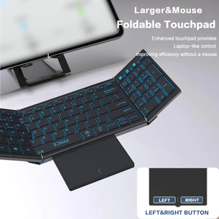 Jomaa USB Bluetooth Backlit คีย์บอร์ดพับพร้อมทัชแพด Numberic Pad ชาร์จ USB คีย์บอร์ดพับได้สําหรับ windows Mac os