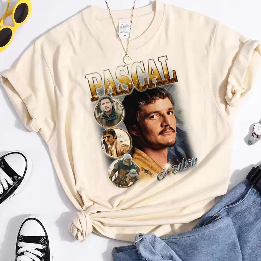 Pedro Pascal เสื้อผู้หญิงเกาหลี harajuku Psychedelic University กราฟิก t-shirt Punk 80s อะนิเมะพาสเท