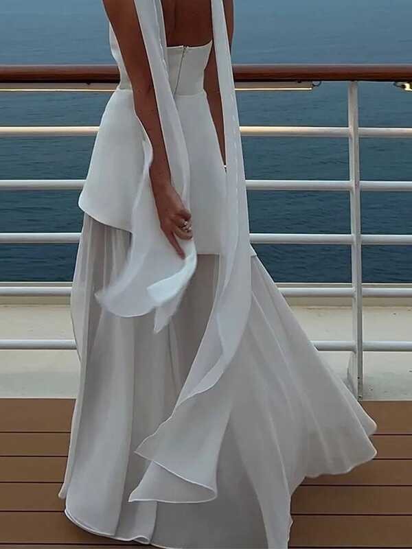 ▥ ผ้าพันคอเซ็กซี่คอปิดไหล่ชุดยาวแขนกุดเก๋ตาข่าย SHEER Patchwork เปิดส้อม Robe ใหม่ Lady PARTY ช