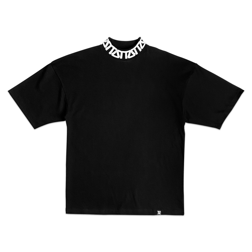 ♞,♘ลด 15% ใส่โค้ด PAYALL200  l TZ MONOGRAM RIB OVERSIZED TEE - BLACK FAH