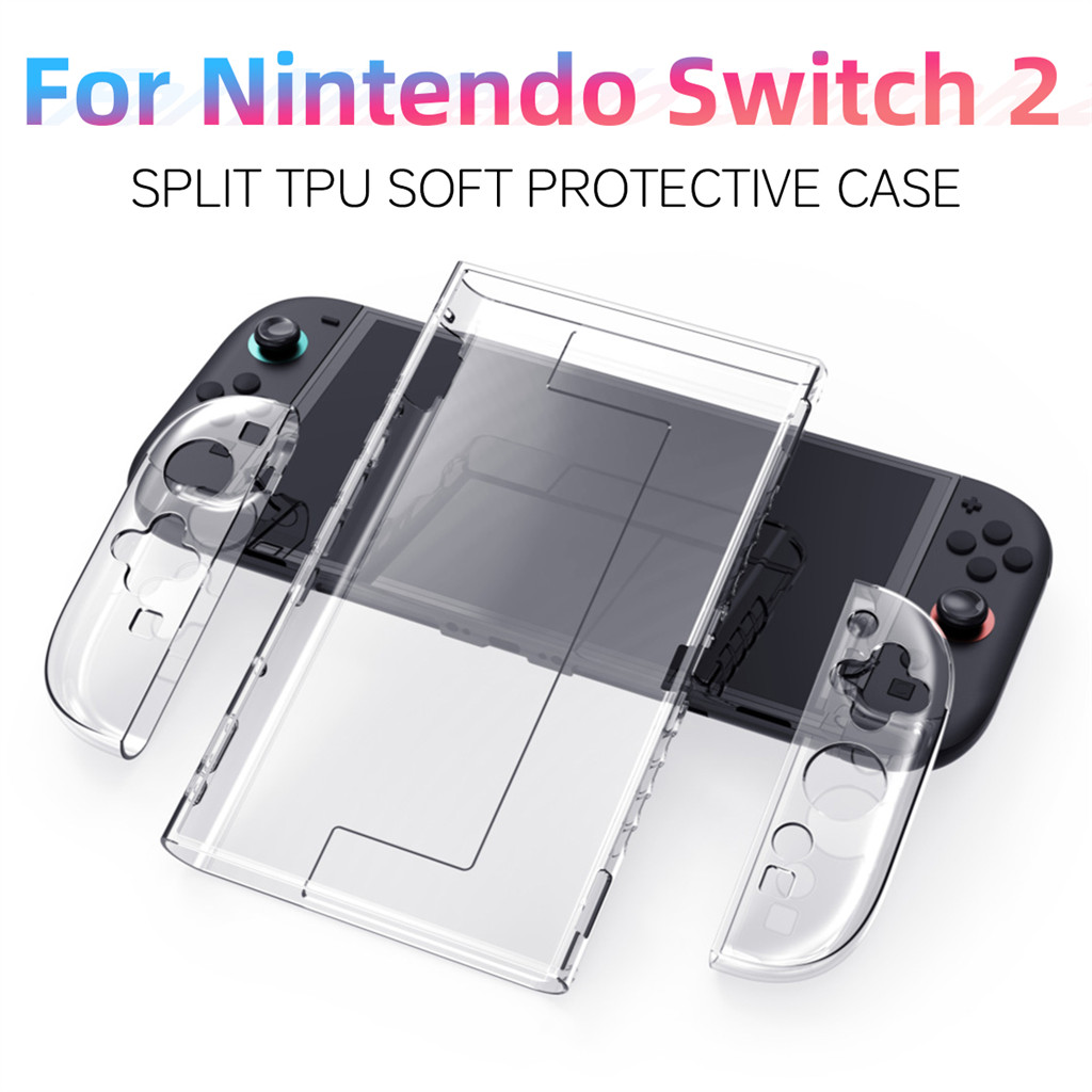 TPU Soft Case Joycon เปลือกป้องกันสําหรับ Nintendo Switch 2 คอนโซล NS Joy-con คริสตัลโปร่งใสกลับ Full Protector