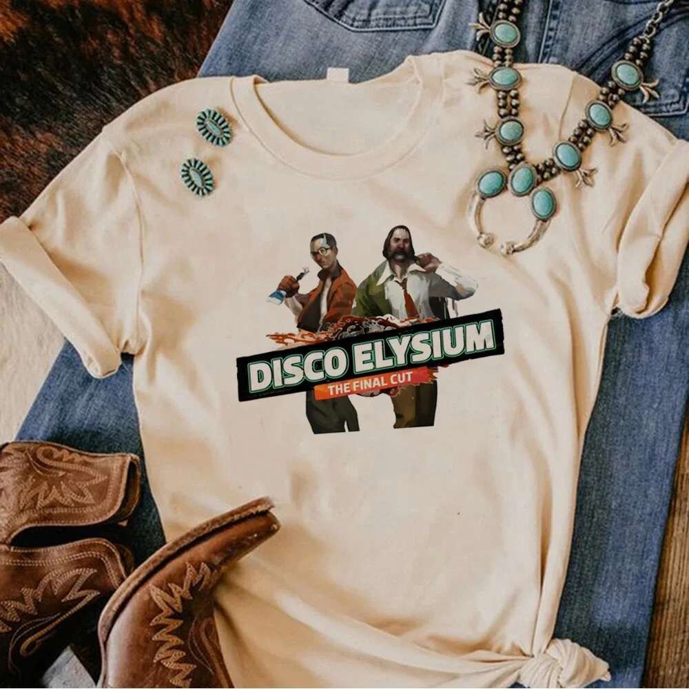 Disco Elysium เสื้อสาวสบาย Grunge ผู้หญิง Punk Pop Culture เสื้อยืด kawaii คลาสสิก Grunge อะนิเมะ st