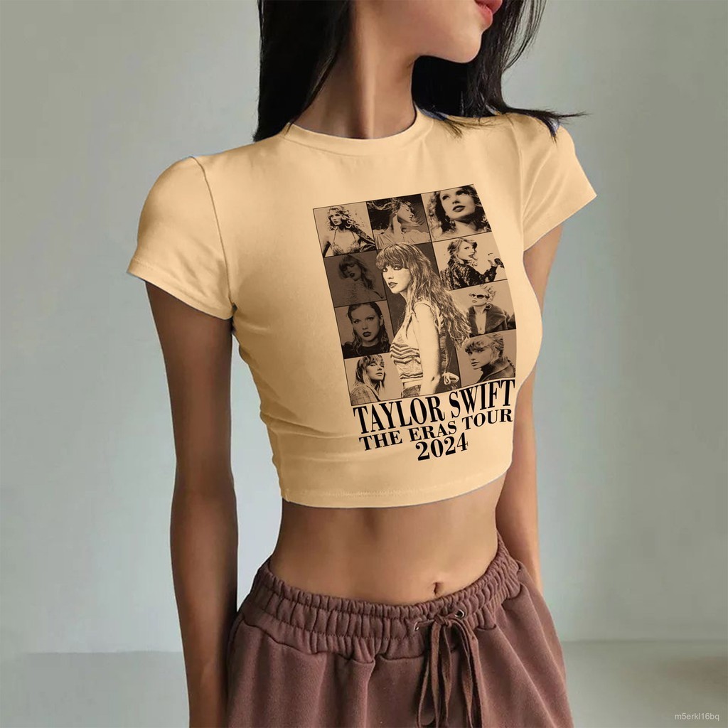 ♞【COD】T4ylor Swift The Eras Tour 2024 Crop Top Slim Fit And T-Shirt Oversize JHG