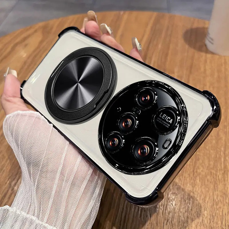 สําหรับ Xiaomi Mi 15 14 Ultra Case Simple สี่มุม Anti-fall วงเล็บโปร่งใสแม่เหล็ก TPU สําหรับ Xiaomi 