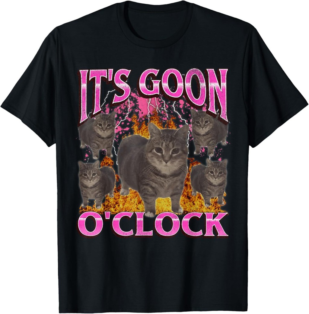 Gooning Oclock ตลก Oia Oia Cat Meme Bootleg เสื้อยืดกราฟิก