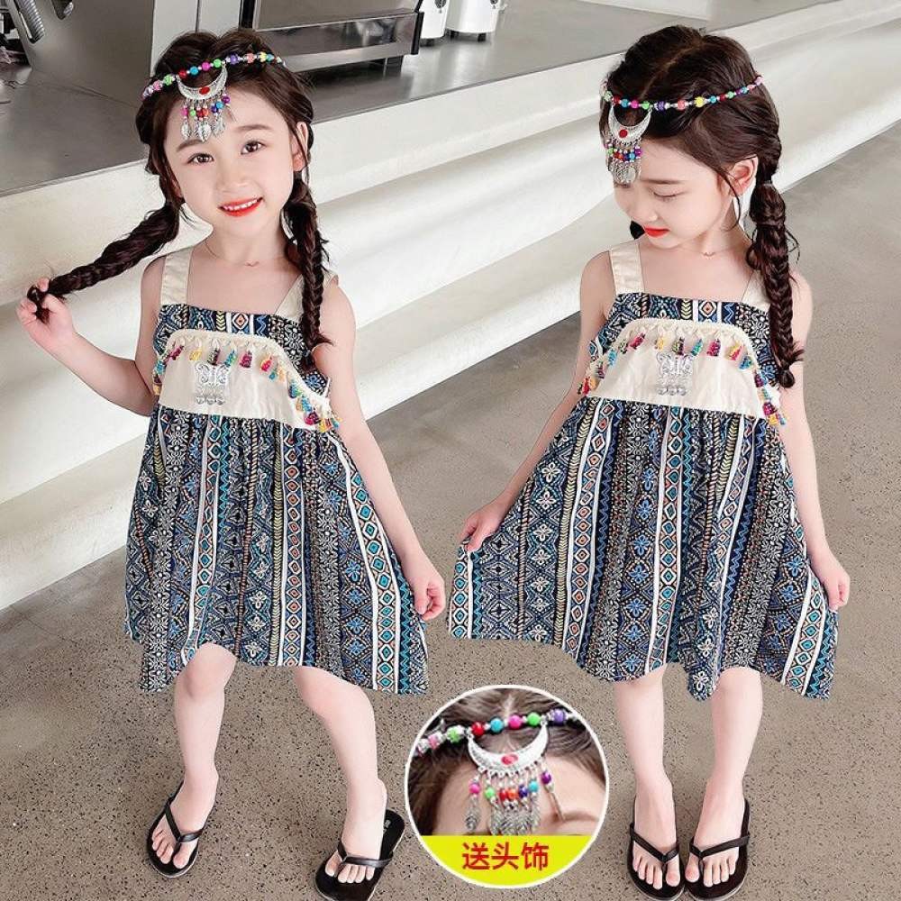 เสื้อผ้าเด็กสําเร็จรูปสาวชุดแขวนฤดูร้อนสไตล์ชาติพันธุ์ชุด ฮันฟู สาวชุด - รูปที่ 4