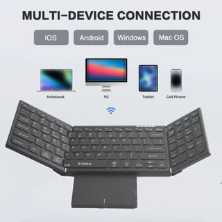 Jomaa USB Bluetooth Backlit คีย์บอร์ดพับพร้อมทัชแพด Numberic Pad ชาร์จ USB คีย์บอร์ดพับได้สําหรับ windows Mac os