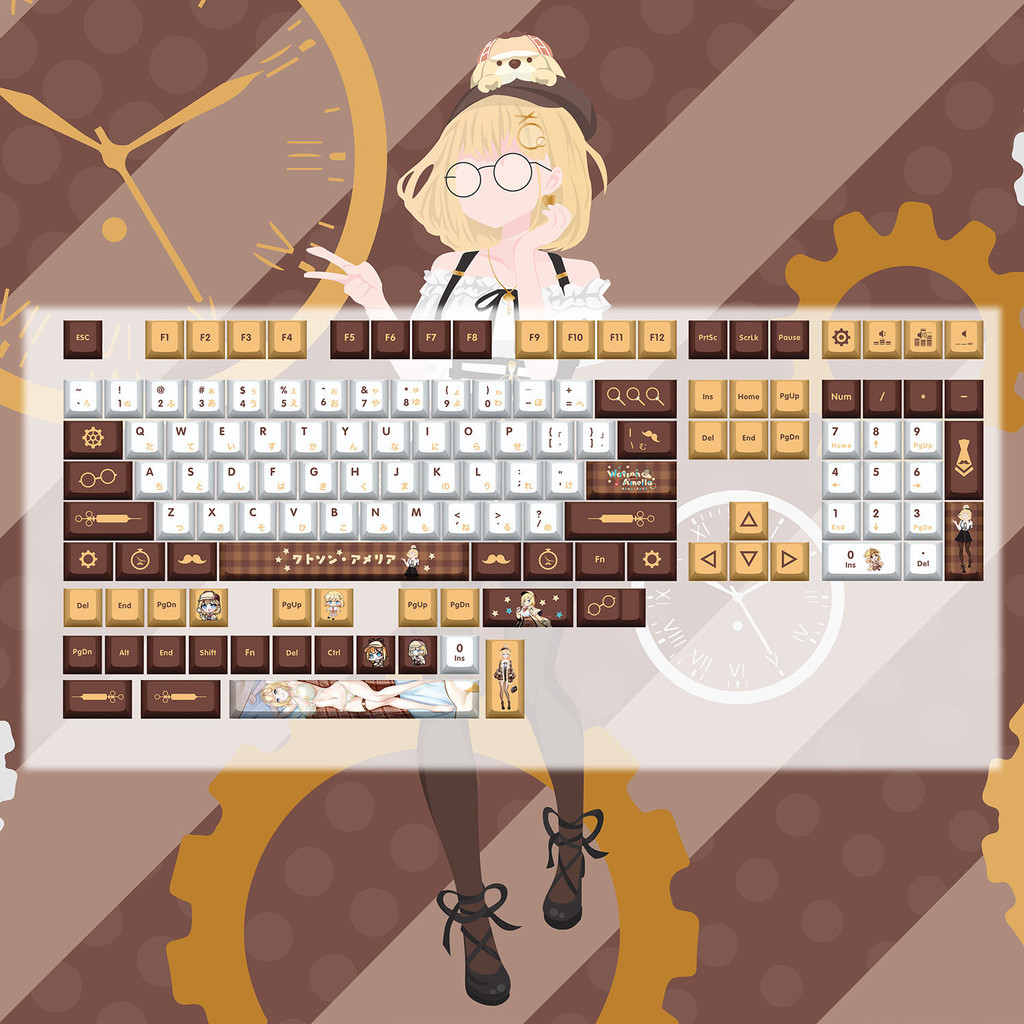 Amelia Watson 2D Anime Sublimation Mechanical Theme Keyboard Peripheral Fan Keycap