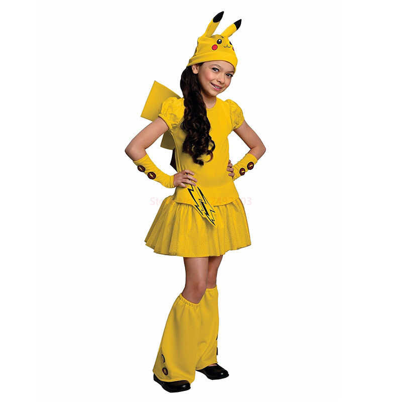 LY Kids Toy 4Piece Set Anime Movie Kids Girl Cosplay Costume Pikachu Costume Party Halloween Muscle