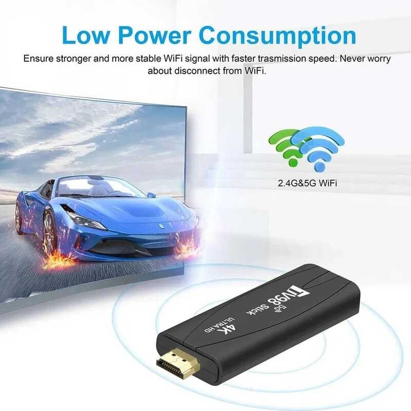 ทีวีสติ๊ก ☢ Ultra HD Tv98 Android 12.1 4K 2.4G 5G Wifi สมาร์ททีวีกล่อง H.265 เครื่องเล่นมีเดียเ