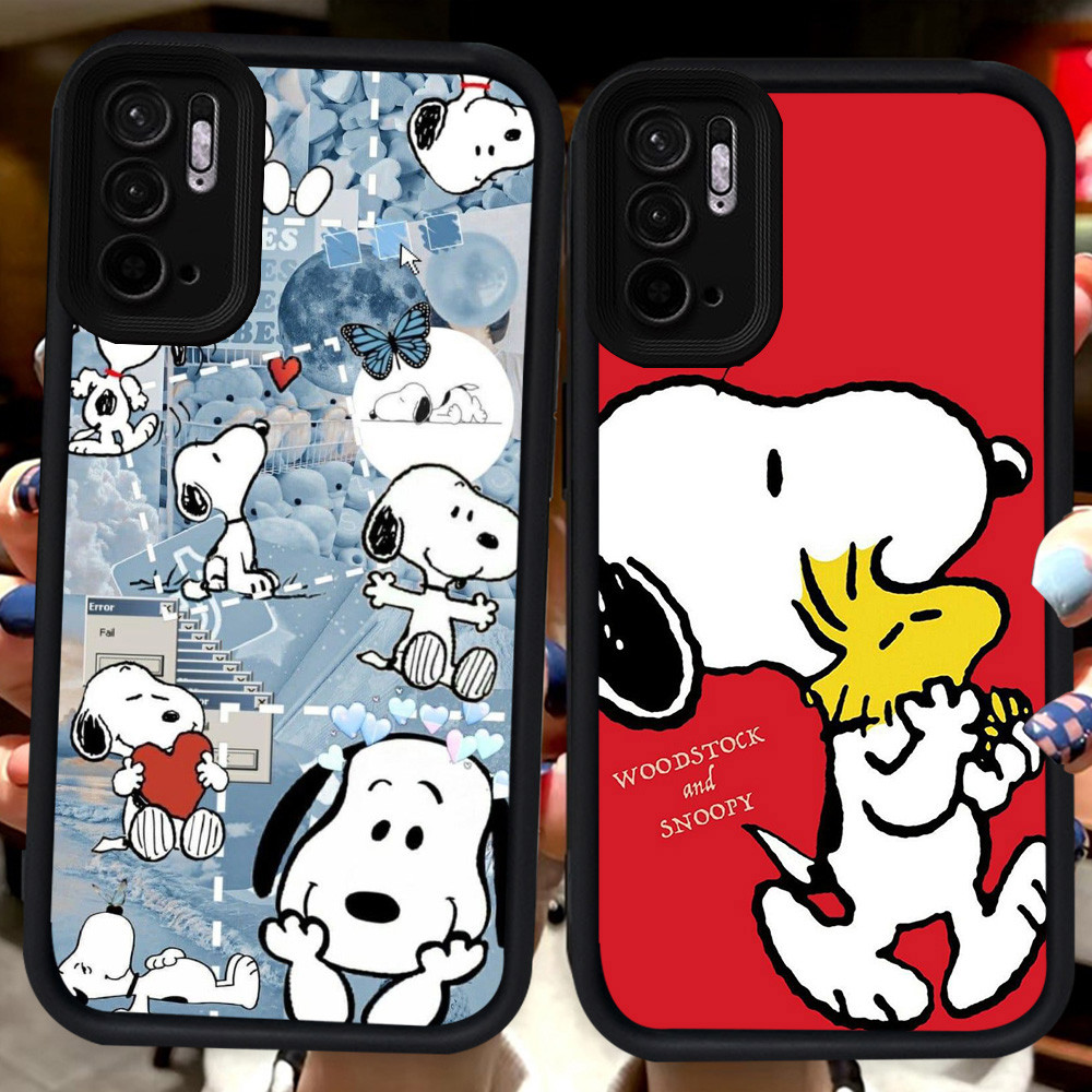 เคสสีดําสําหรับ Xiaomi Redmi หมายเหตุ 11 10 SE 11s 10s 11T 10T Pro 5G H87 Snoopy