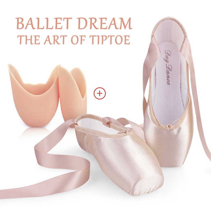 LY Hittime Satin Girls Ballerina Ballet Pointe Shoes Child Adult Ballet Shoes With Ribbonspractise